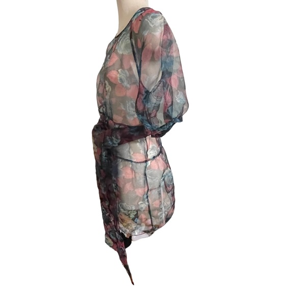 ZARA Black Pink Green Organza Dress Size Medium - Picture 13 of 15